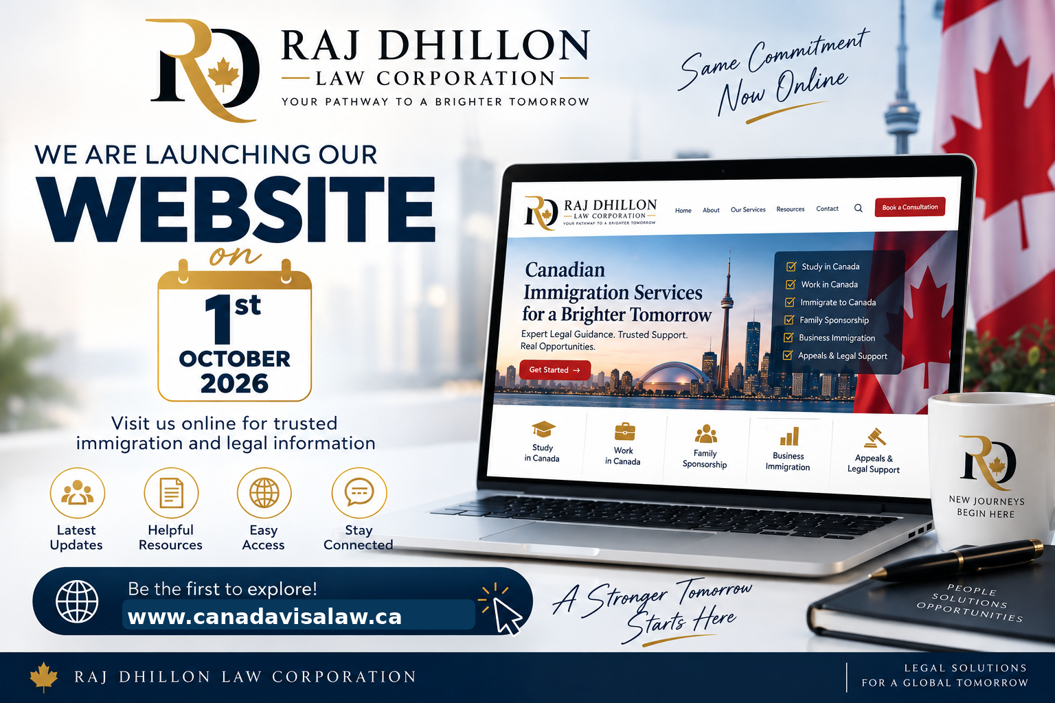 Raj Dhillon Law Corporation website launching on 1st October 2026 at www.canadavisalaw.ca